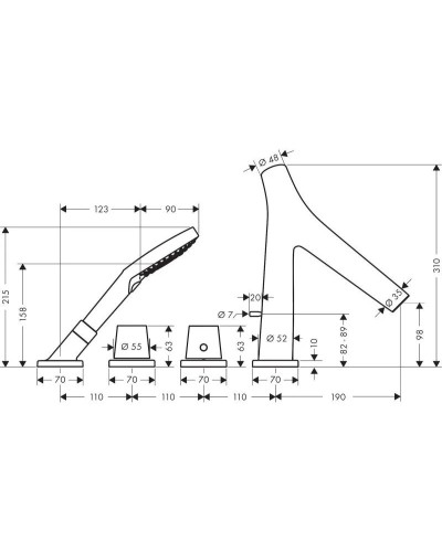 Термостат на борт ванны Axor Starck Organic 12425000