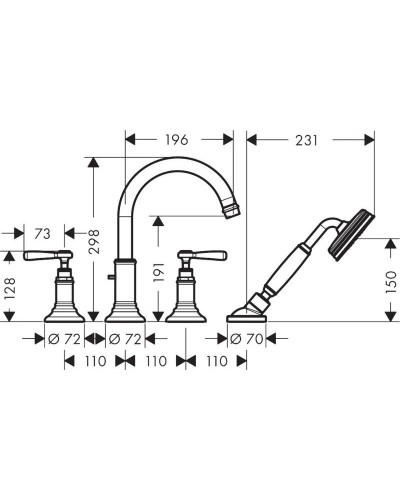 Смеситель на борт ванны Axor Montreux 16550820