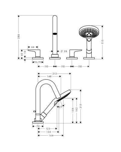 Смеситель на борт ванны Axor Citterio M 34444000