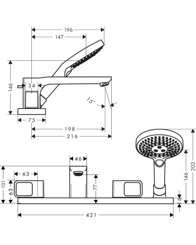 Смеситель на борт ванны Axor Urquiola 11445000