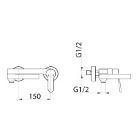 Смеситель для ванны с поворотным изливом, нержавеющая сталь BelBagno DELTA DEL-VASM-IN