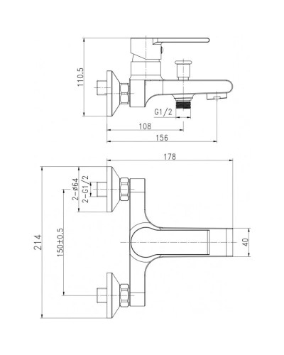 Смеситель для ванны Cersanit Brasko Black A63108