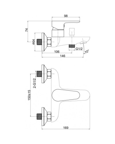 Смеситель для ванны Cersanit Cersania A63031