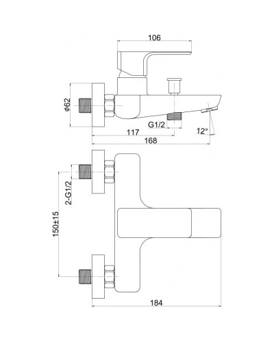 Смеситель для ванны Cersanit Geo A63040