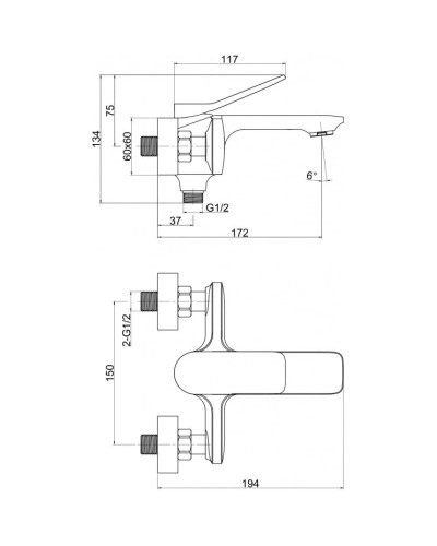 Смеситель для ванны Cersanit Odra A63051