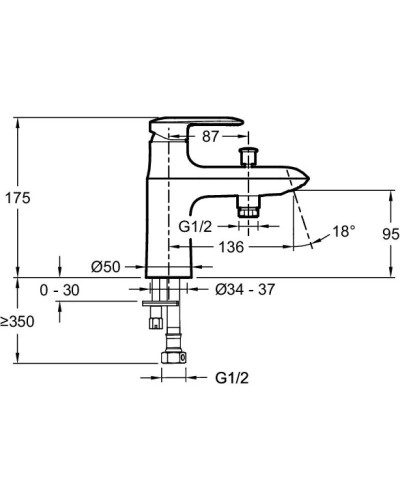 Смеситель на борт ванны Jacob Delafon Kumin E99458-CP