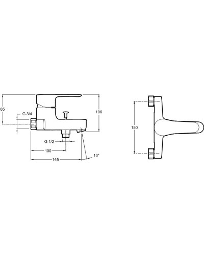 Смеситель для ванны Jacob Delafon July E16031-4-CP