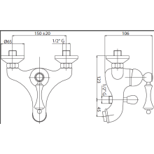 Смеситель для ванны и душа CEZARES MARGOT-VM-NOP