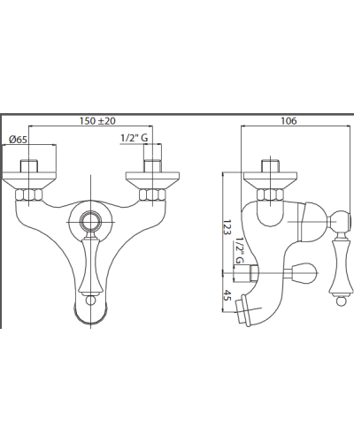 Смеситель для ванны и душа CEZARES MARGOT-VM-NOP