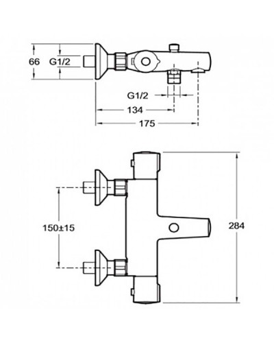 Смеситель для ванны Jacob Delafon July E45714-CP с термостатом Хром