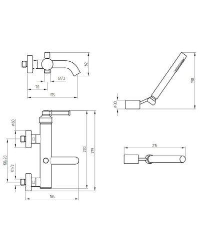 Смеситель для ванны Migliore Ermitage Mini 30206