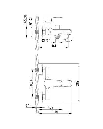 Смеситель для ванны Lemark Plus Factor LM1612C Хром