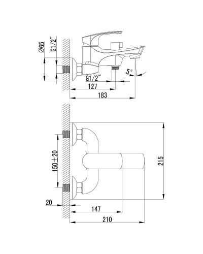 Смеситель для ванны Lemark Plus Shape LM1712C Хром