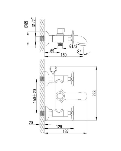 Смеситель для ванны Lemark Plus Spirit LM1912C Хром
