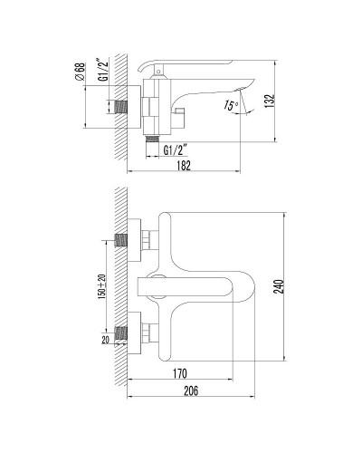 Смеситель для ванны Lemark Melange LM4914CW Хром Белый