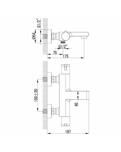 Смеситель для ванны Lemark Yeti LM7832C с термостатом Хром