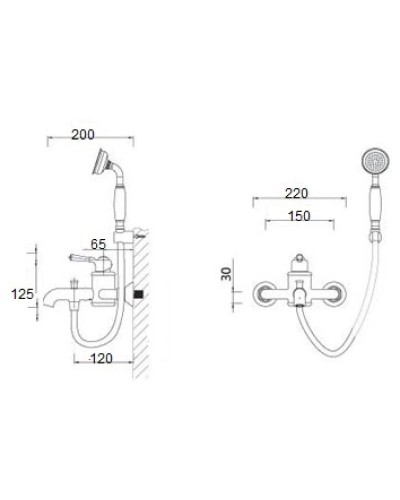 Смеситель для ванны Bronze De Luxe Perse TB9055-OR
