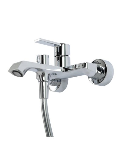 Смеситель для ванны и душа в комплекте с ручным душем, шлангом и держателем BelBagno AURORA-VASM-CRM