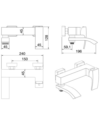 Смеситель для ванны Felice 2040 nichel 19.6x24 см