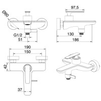 Смеситель для ванны Felice 0240 cromo 18.6x21 см