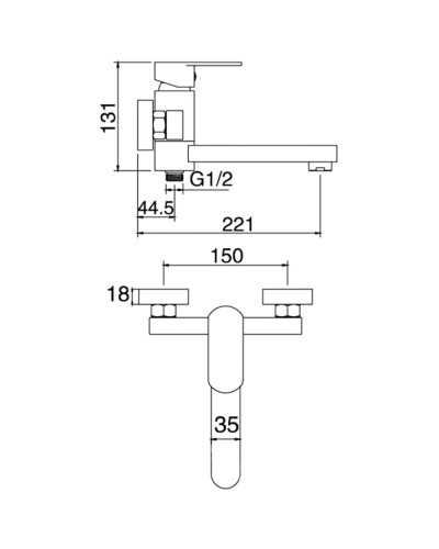 Смеситель для ванны Felice 6040 cromo 22.1x21 см