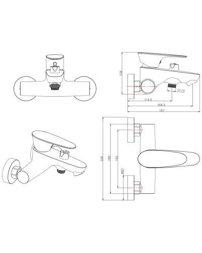 Смеситель для ванны Felice 7040 B cromo bianco 16.9x21 см