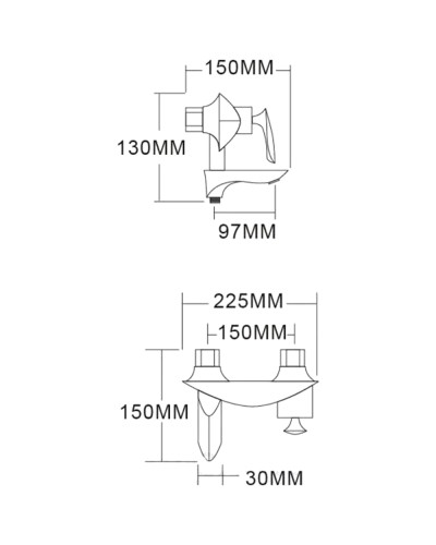 Смеситель для ванны Felice 9040 nero lucido 15x22.5 см