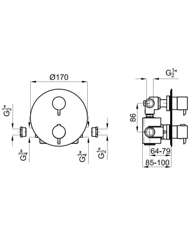 Термостат для ванны Noken Round Inox N200000257