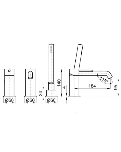 Смеситель на борт ванны Noken Round N200000013