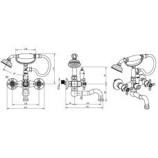 Смеситель для ванны Boheme Royal Cristal 293-Royal/CRST black