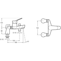Смеситель на борт ванны Jacob Delafon Brive E75768-CP