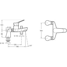 Смеситель на борт ванны Jacob Delafon Brive E75768-CP