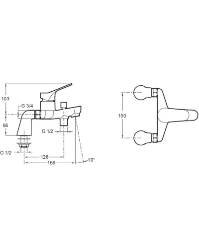 Смеситель на борт ванны Jacob Delafon Brive E75768-CP