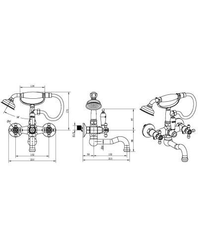 Смеситель для ванны Boheme Royal Cristal 313-Royal/CRST black