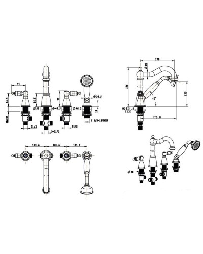 Смеситель на борт ванны Boheme Сamelia 395-Camelia