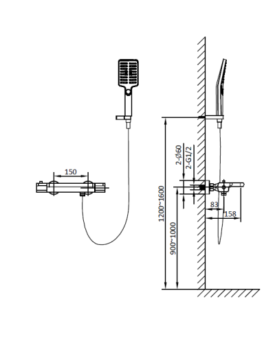 Смеситель для ванны с термостатом AltroBagno Lamberto 020401 Cr