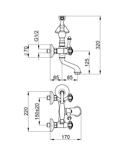 Смеситель для ванны Migliore Prestige 31595