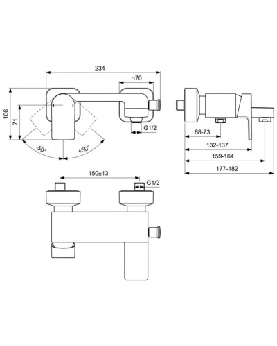 Смеситель для ванны Ideal Standard Edge A7121AA