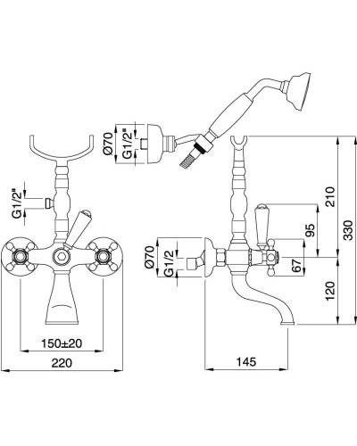 Смеситель для ванны Migliore Revival ML.REV-402.DO