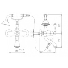 Смеситель для ванны с ручным душем CEZARES ATLANTIS-NOSTALGIA-VD-01