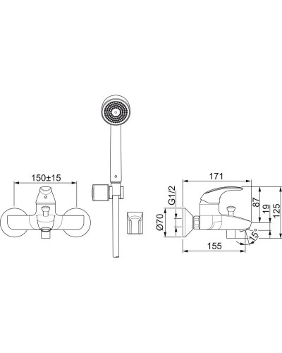 Смеситель для ванны Oras Polara 1448Y
