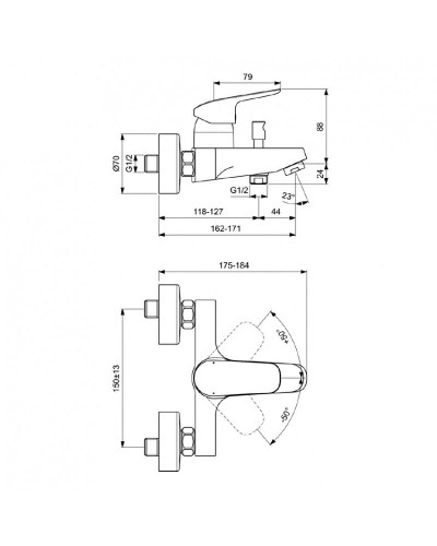 Смеситель для ванны Ideal Standard Ceraflex B1721AA Хром