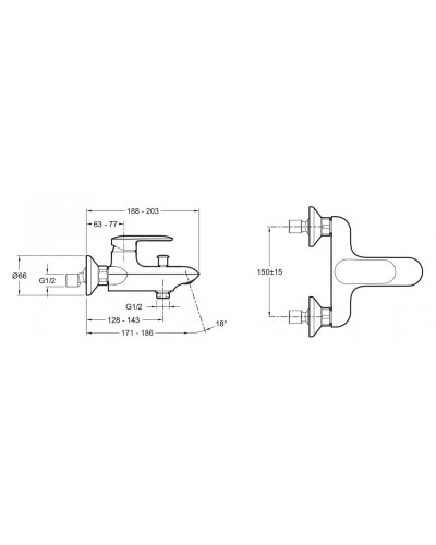 Смеситель для ванны Jacob Delafon Kumin E99460-CP Хром