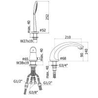Смеситель на борт ванны Paffoni Duemila DU040CR