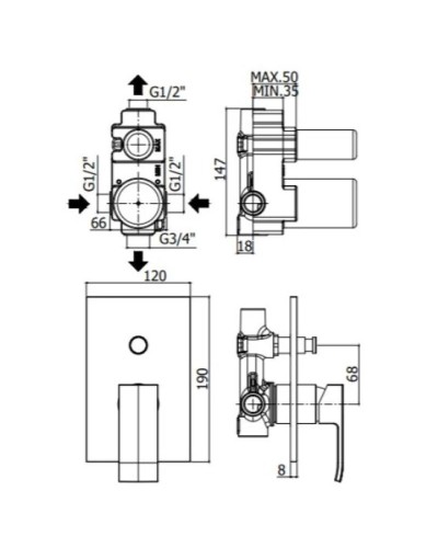 Смеситель для ванны Paffoni Elle EL015CR