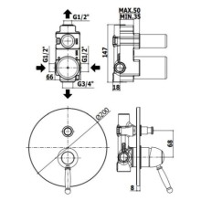 Смеситель для ванны Paffoni Giorgia GI015CR