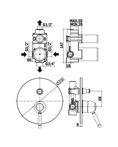 Смеситель для ванны Paffoni Giorgia GI015CR