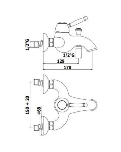 Смеситель для ванны Paffoni Giorgia GI024CRC
