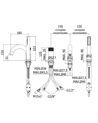 Смеситель на борт ванны Paffoni Jo JO040LCR