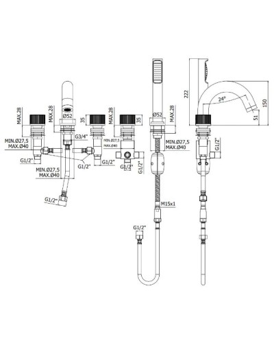 Смеситель на борт ванны Paffoni Jo JO044CR